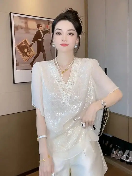 French Chiffon Shirt 2025 Summer New Style Women Top