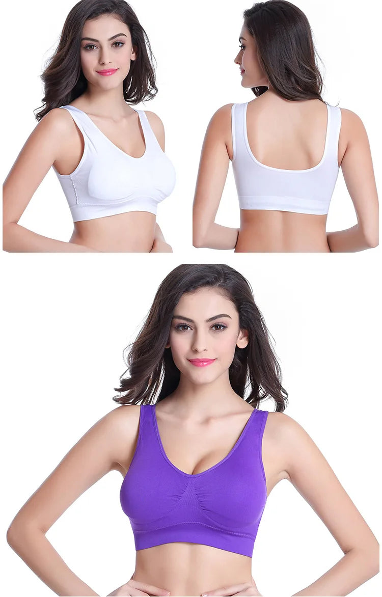 Women Sport Yoga Bra Running Vest Gym Workout Underwear Padded Crop Tops Female Sportswear Brassiere Push Up Fitness Bras
