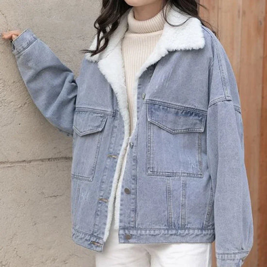 Outerwear Wool Inside Plain Warm Blue Denim