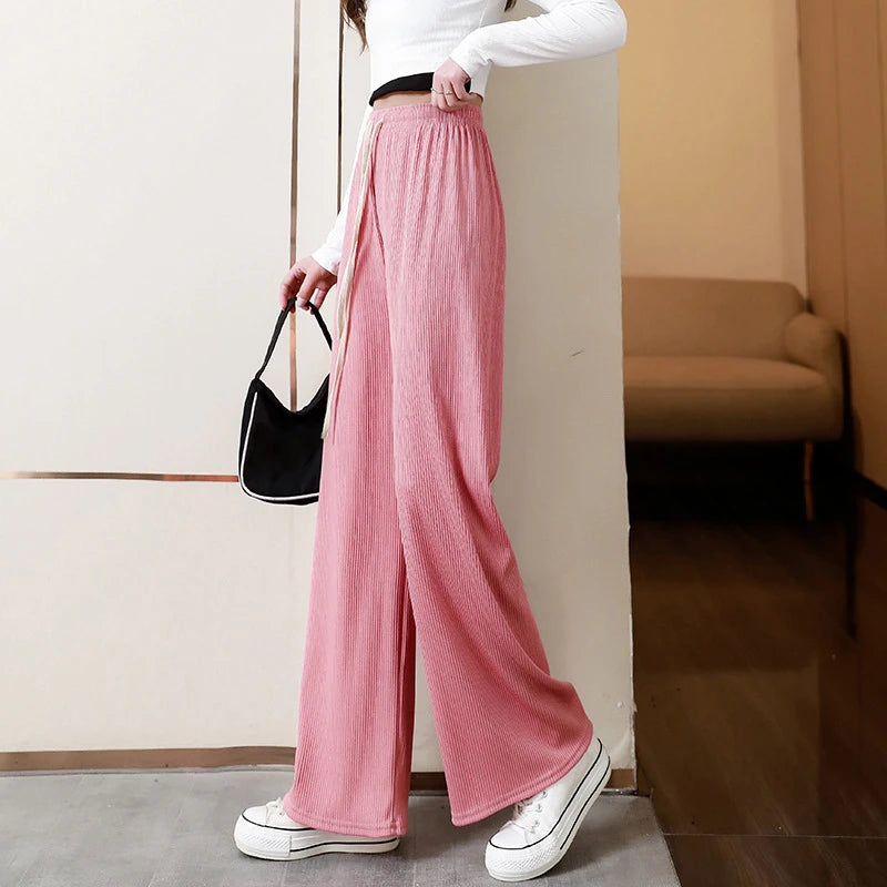 Women Trousers Pants with A High Waisted Slim Fit And Floor Length Pleated Straight Pants for Ladies Wide Leg Pants