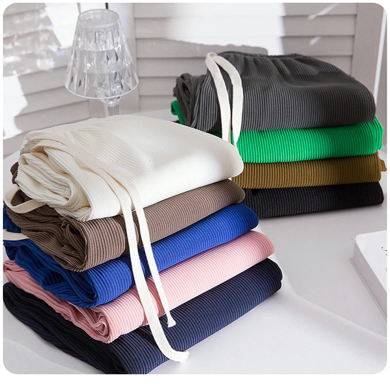 Women Trousers Pants with A High Waisted Slim Fit And Floor Length Pleated Straight Pants for Ladies Wide Leg Pants