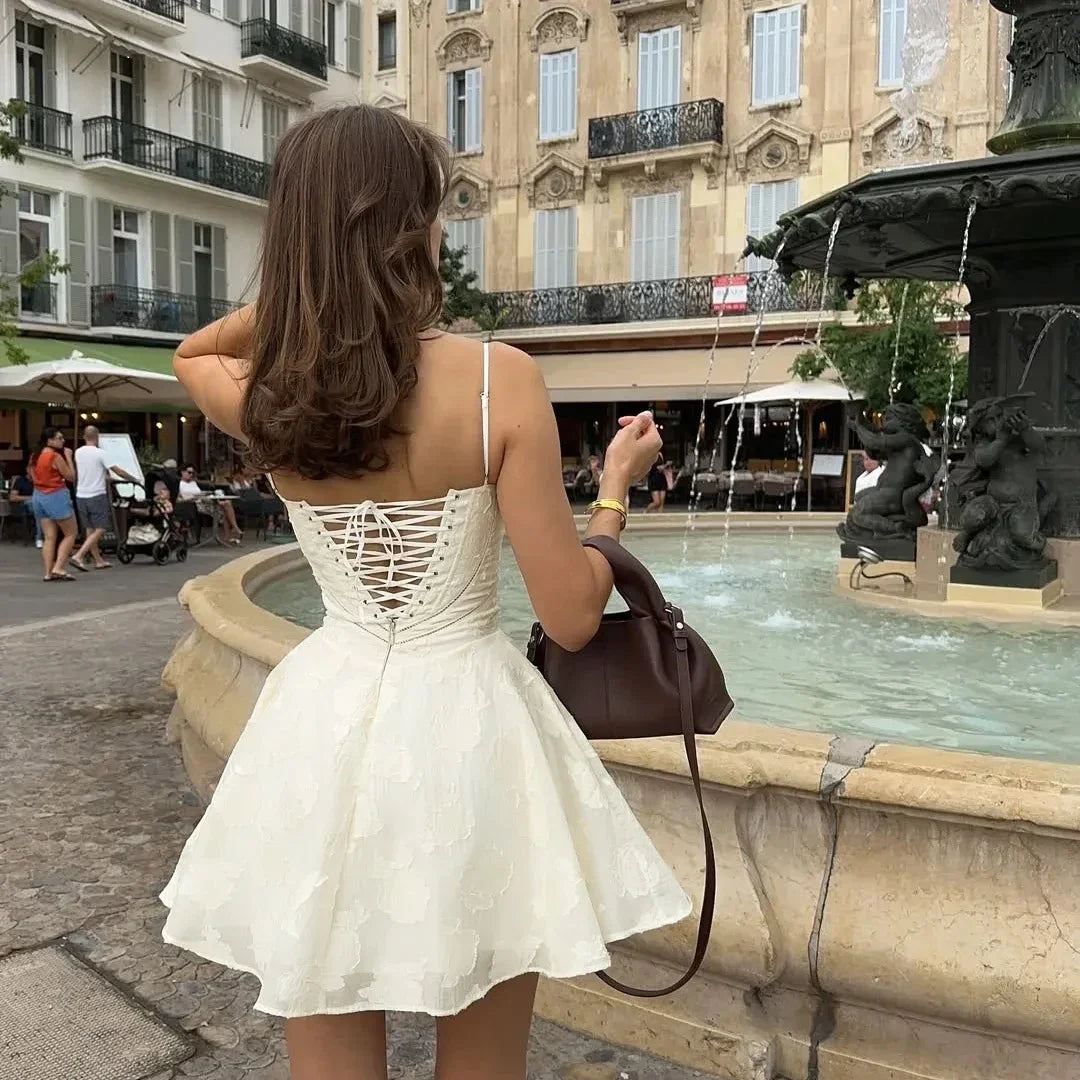 Summer Dresses for Women Fashion Casual  A Line Dress Lace Up Elegant Graduation Birthday Dress