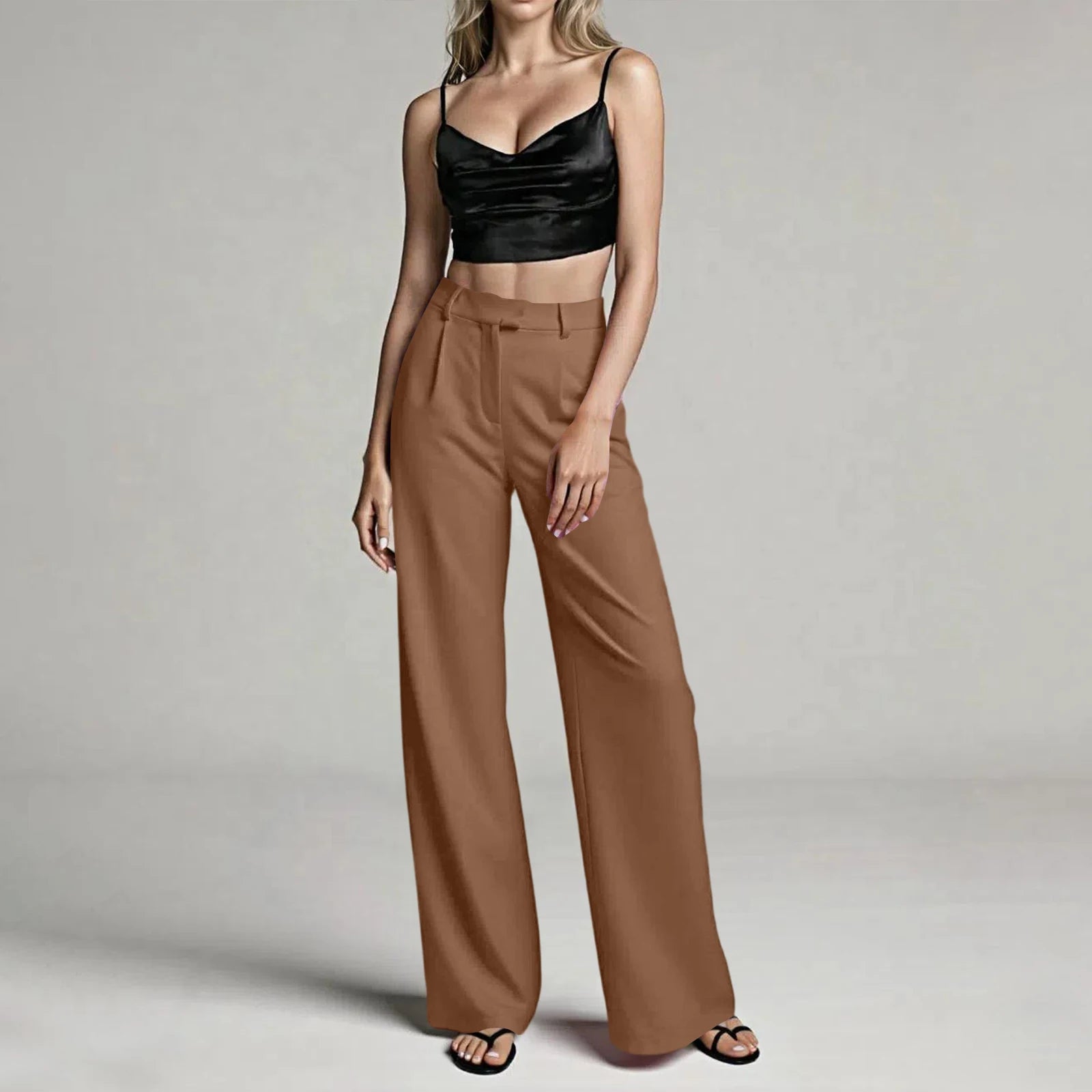 Women's Loose Leisure Trousers Casual Commute High-Waisted Straight Leg Suit Trousers Elegant Suit Pants, Pantalones