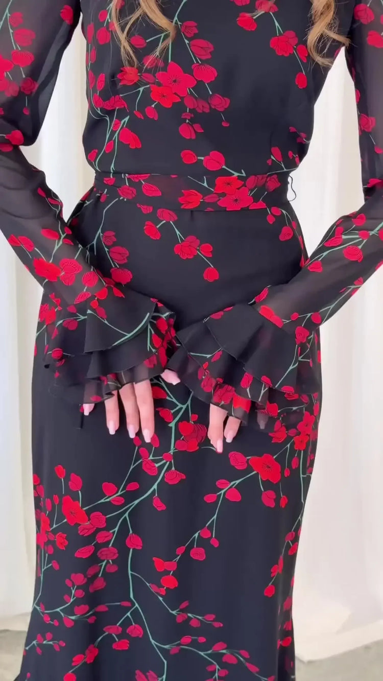  French floral summer evening dress