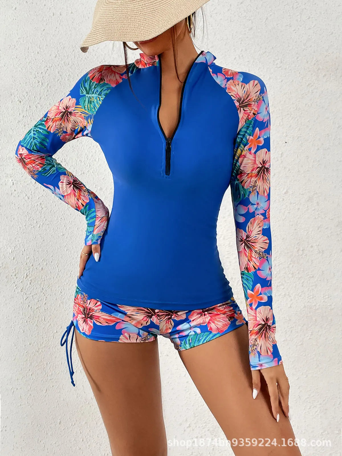 Female Swimsuit With Long Sleeves Swimwear Sports Surfing Tankini Set Beachwear Two-Piece Bathing Suits Pool Women Swimming Suit