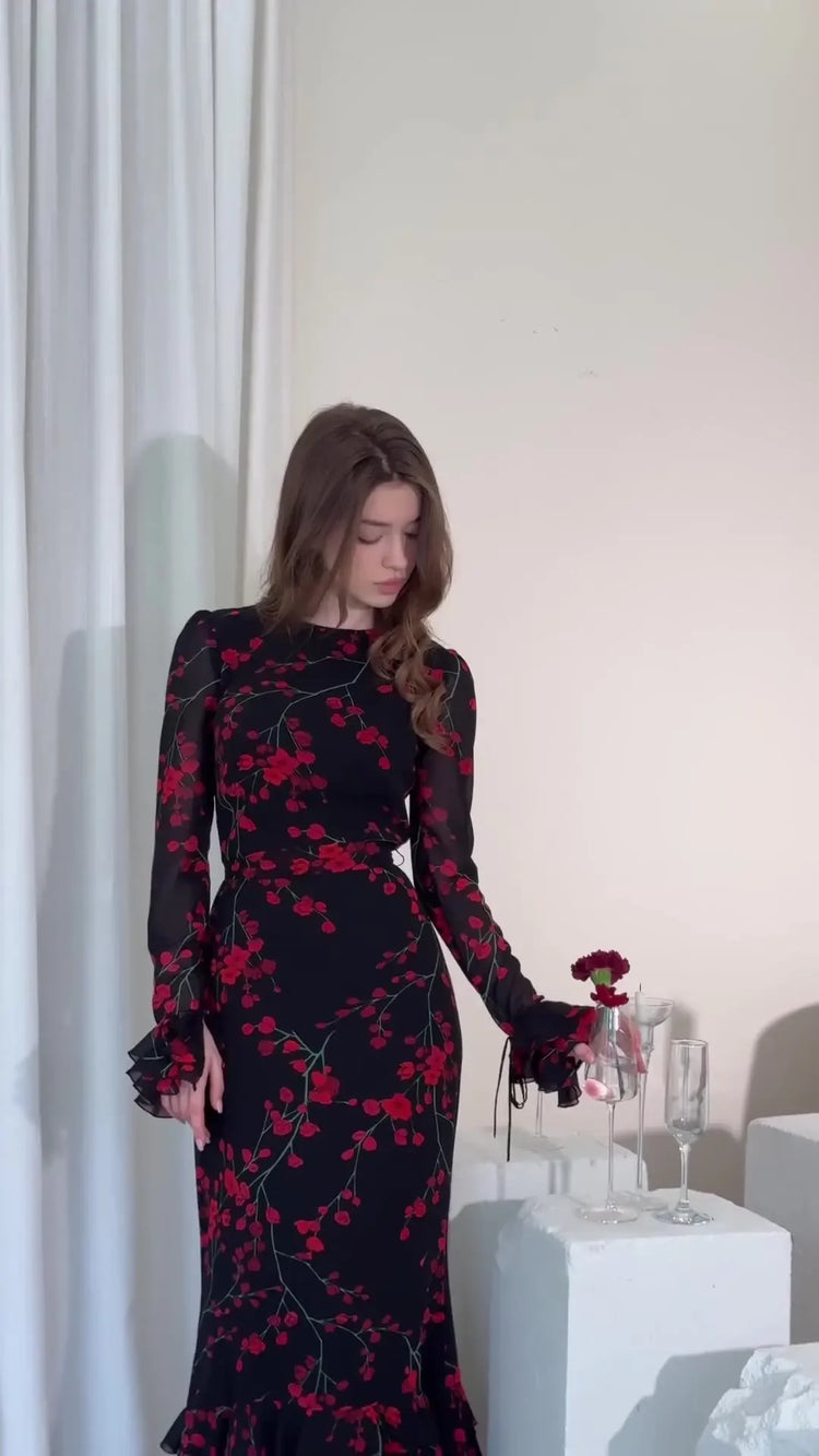  French floral summer evening dress