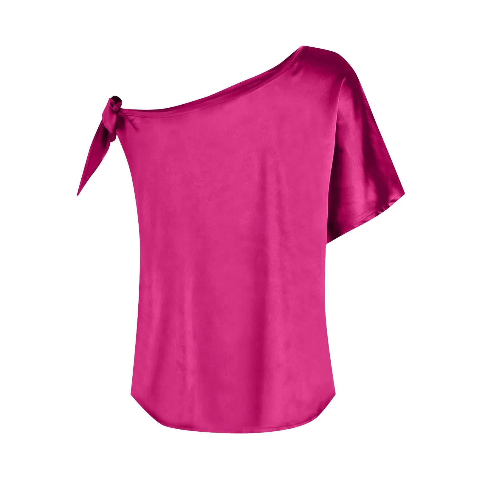 Womens Tops 2024 Pullover Fashionable And Sexy Women'S Solid Color Satin Pullover One-Shoulder Sleeveless Top топ летний