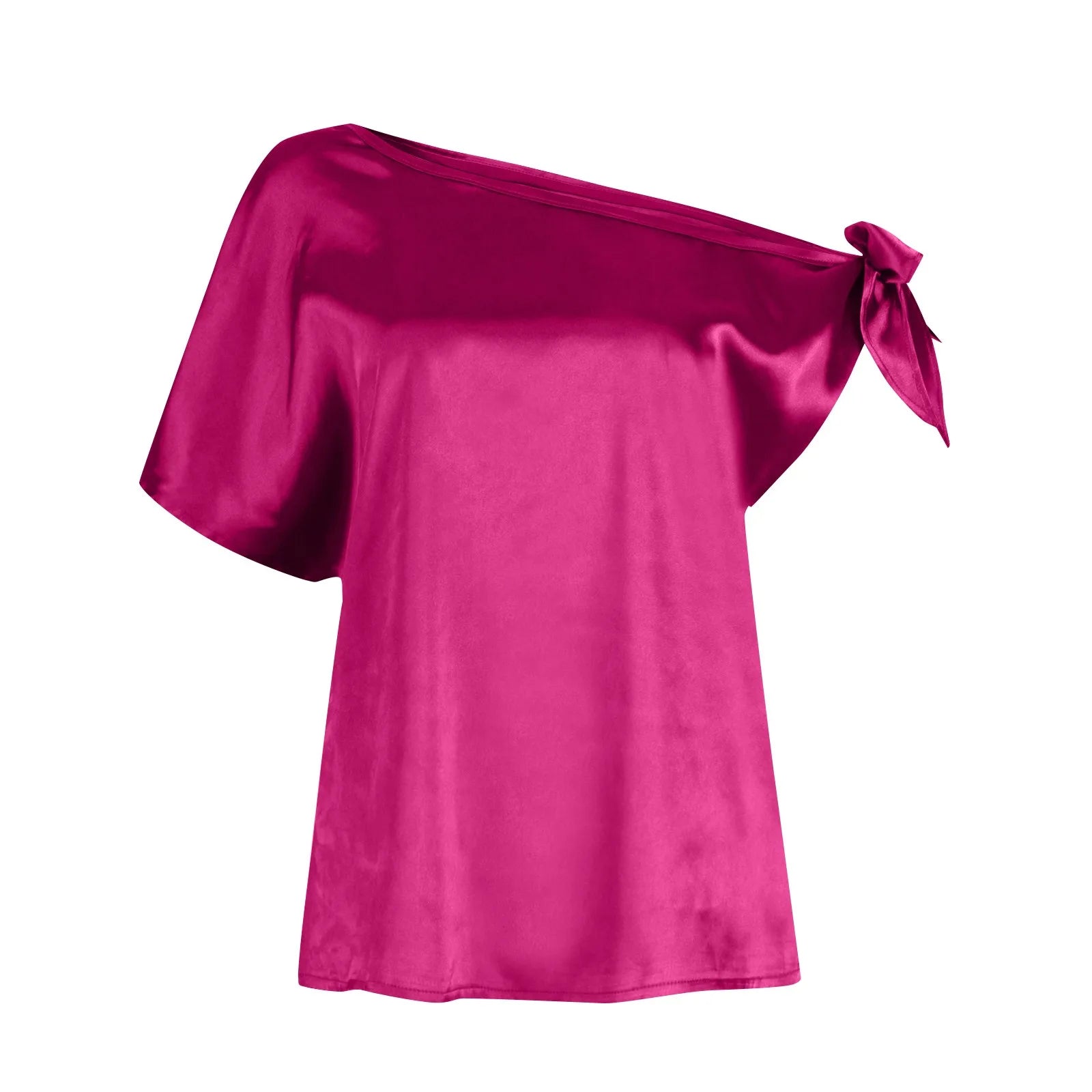 Womens Tops 2024 Pullover Fashionable And Sexy Women'S Solid Color Satin Pullover One-Shoulder Sleeveless Top топ летний