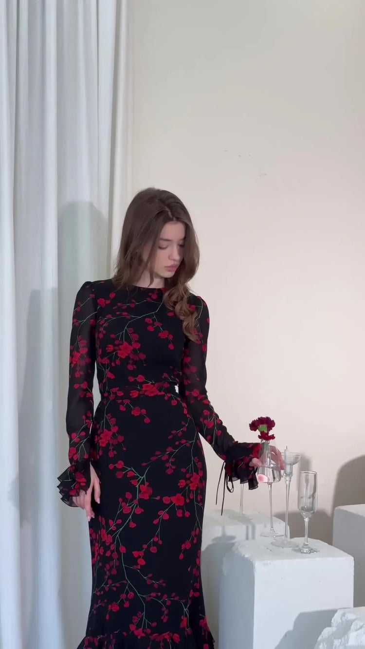  French floral summer evening dress