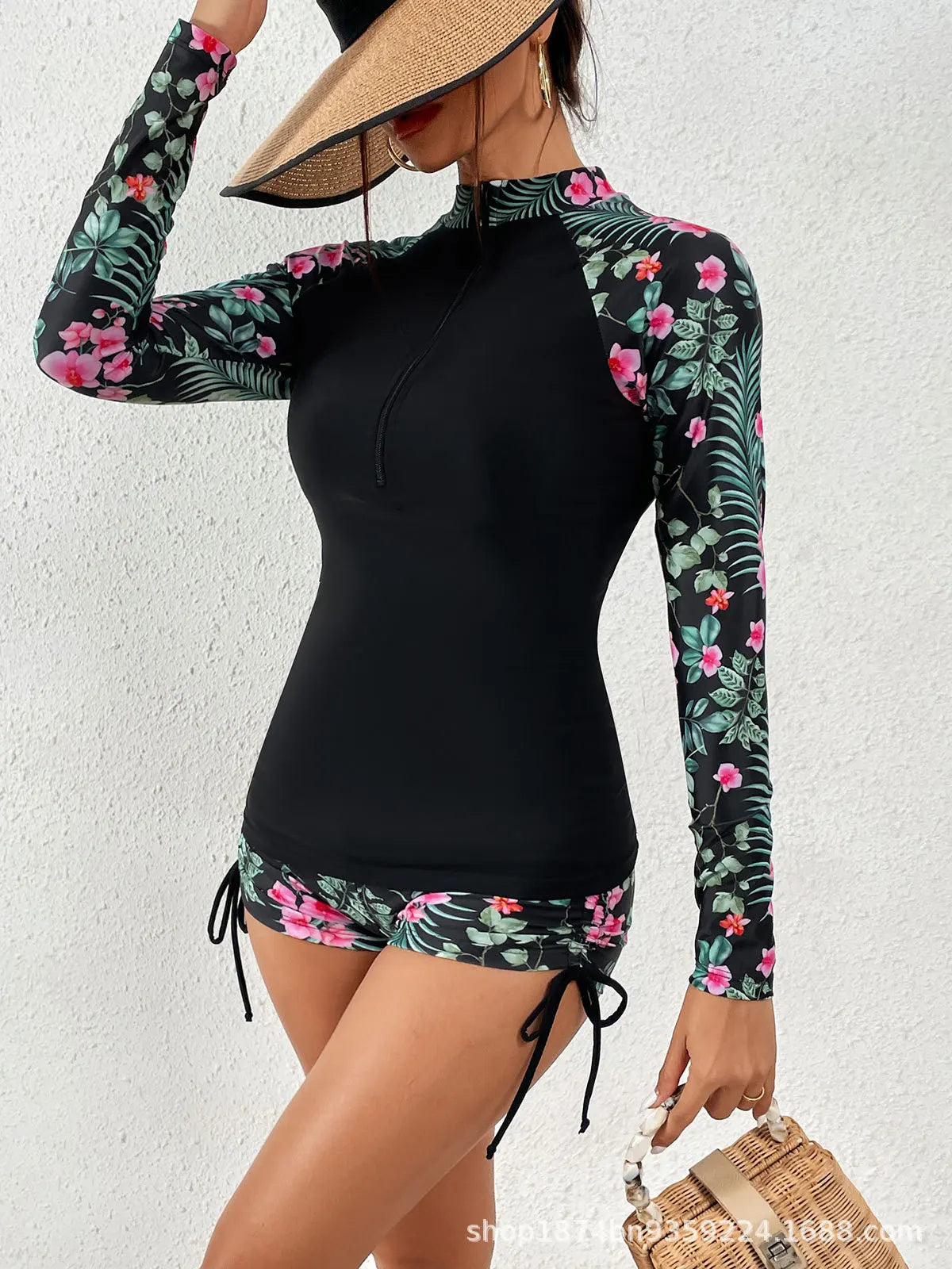Female Swimsuit With Long Sleeves Swimwear Sports Surfing Tankini Set Beachwear Two-Piece Bathing Suits Pool Women Swimming Suit
