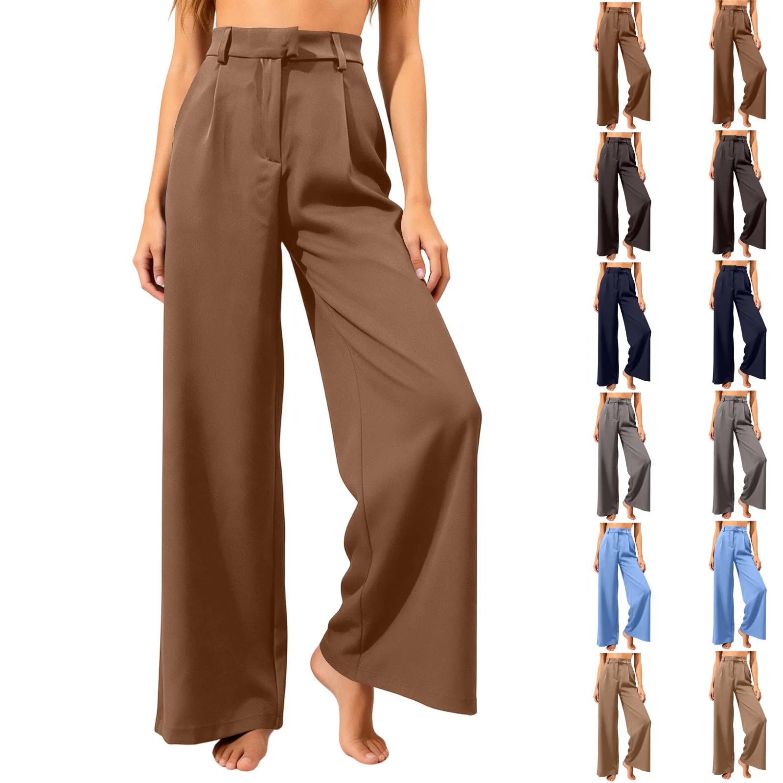 Women's Loose Leisure Trousers Casual Commute High-Waisted Straight Leg Suit Trousers Elegant Suit Pants, Pantalones