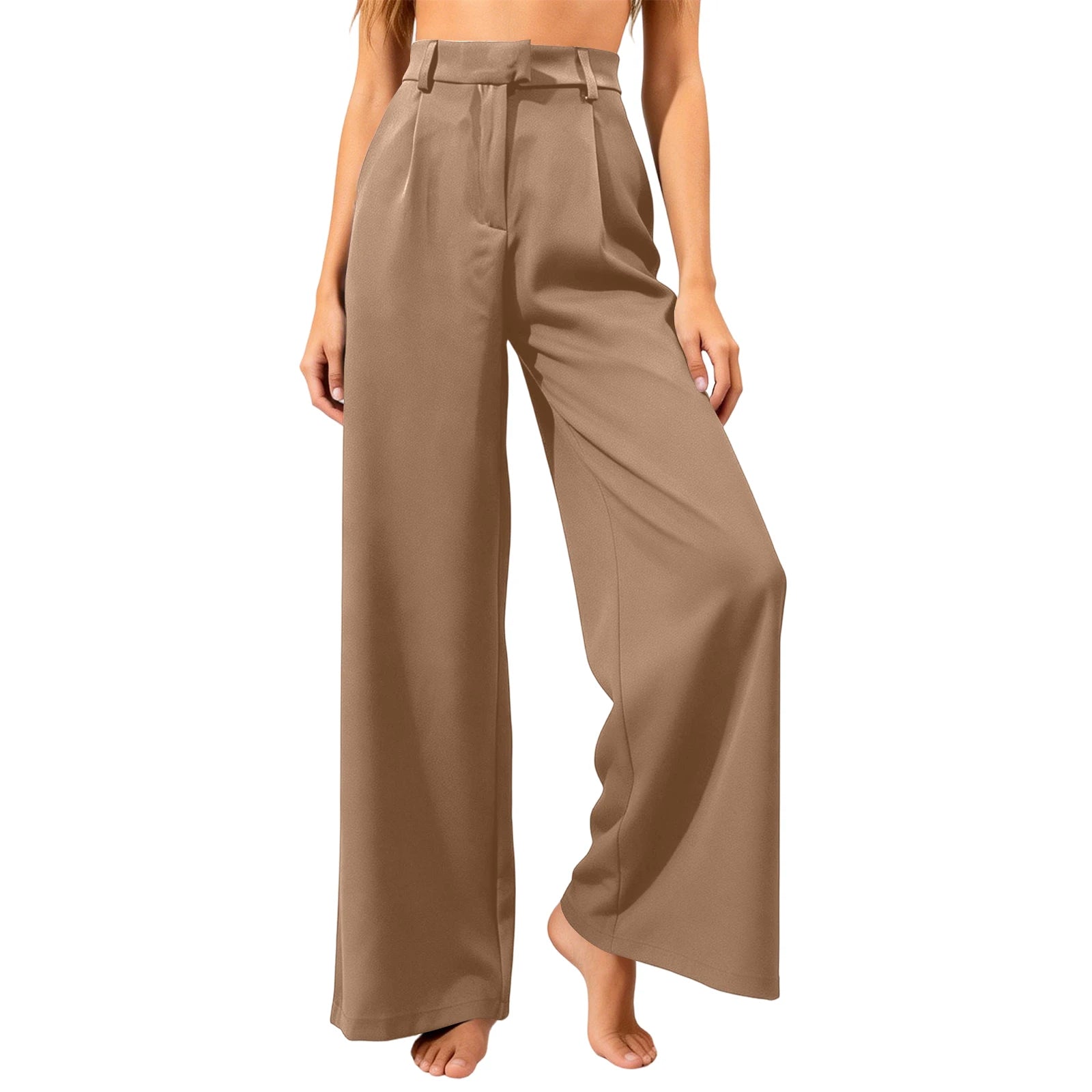 Women's Loose Leisure Trousers Casual Commute High-Waisted Straight Leg Suit Trousers Elegant Suit Pants, Pantalones