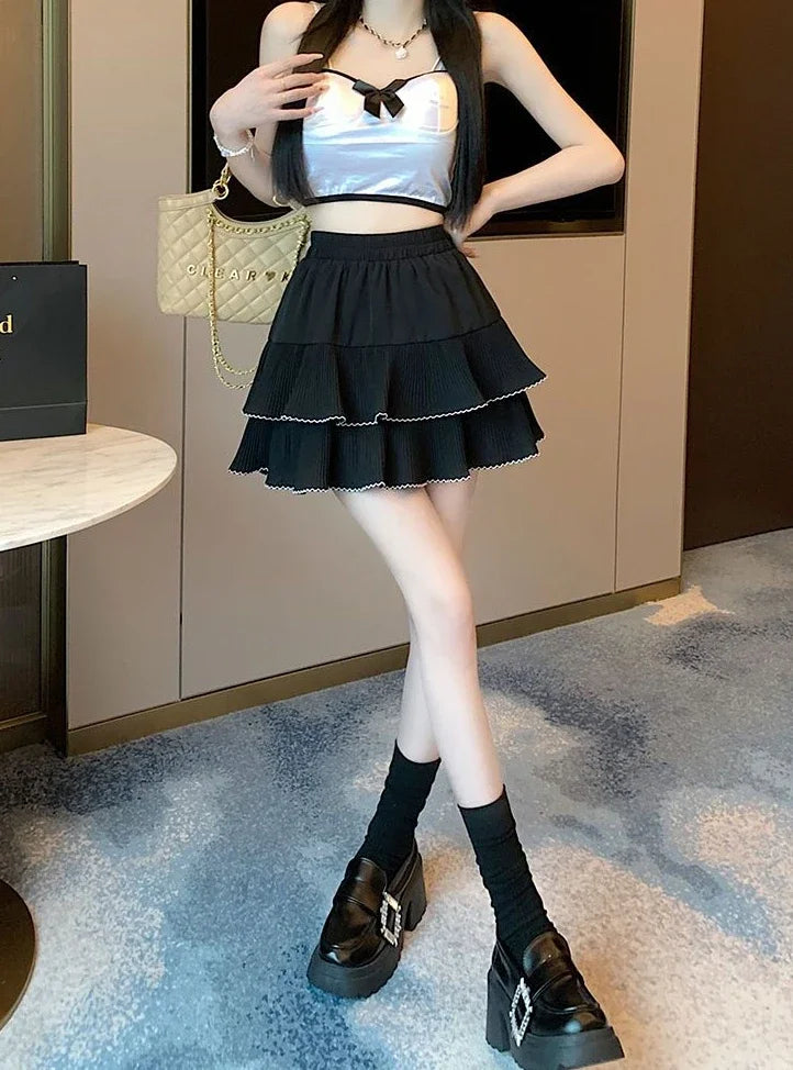 Woman Skirt New In Kawaii Ruffle Cute Skirts For Women Clothing Sales Chic And Elegant Offer High Quality Luxury V Modest Cheap