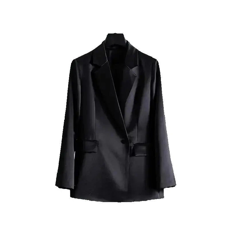 Women Outerwear for Spring and Summer 2025 New Flowing Satin Suit Light Luxury High-end Loose top Temperament Slimming Outerwear