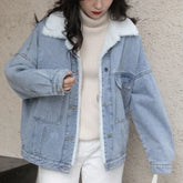 Outerwear Wool Inside Plain Warm Blue Denim