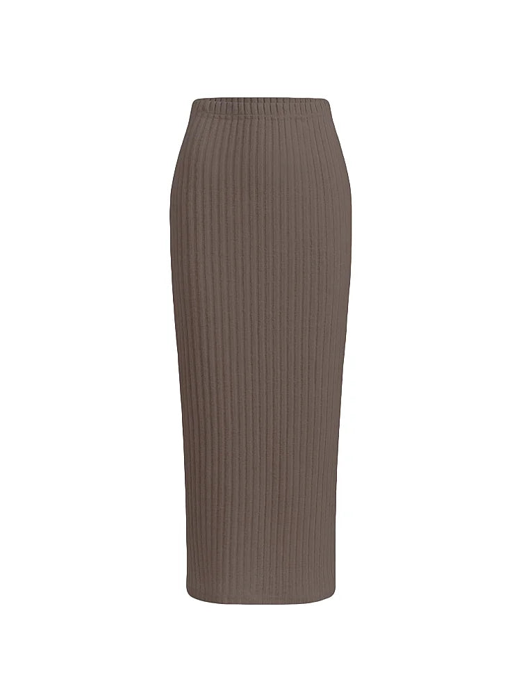 Women's skirt, elastic waist basic versatile casual everyday autumn and winter skirt, base skirt, elegant and versatile