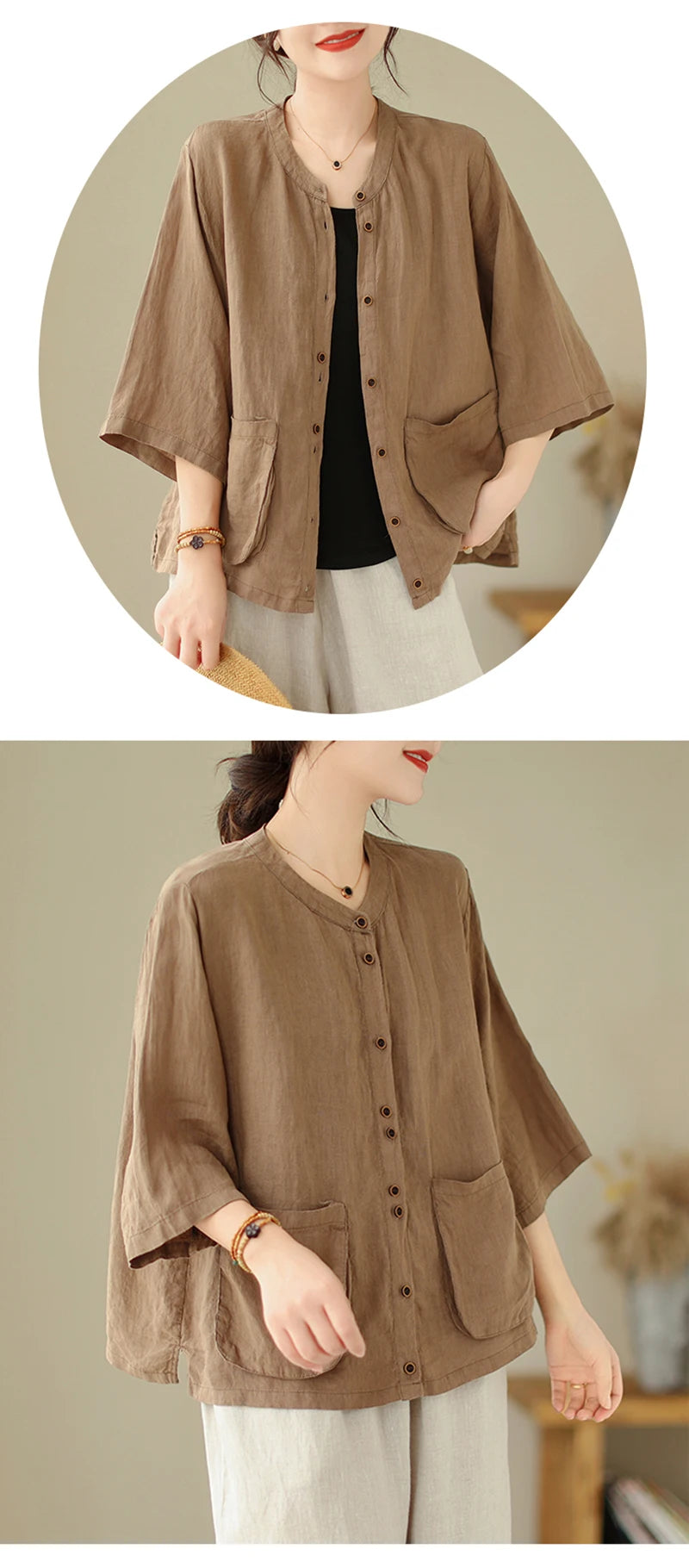 Woman Top Single-Breasted Loose Shirts & Blouses for Women Pocket Cheap Tops Female