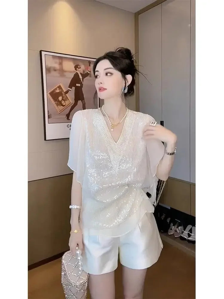 French Chiffon Shirt 2025 Summer New Style Women Top