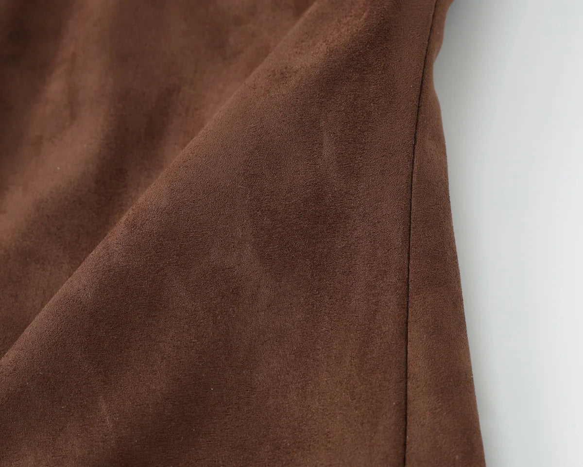 Women Top 2025 New Fashion Suede Short Tops For Women Office Commute Elegant Chic Vest Personality Casual Slim Waistcoat Top