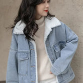 Outerwear Wool Inside Plain Warm Blue Denim