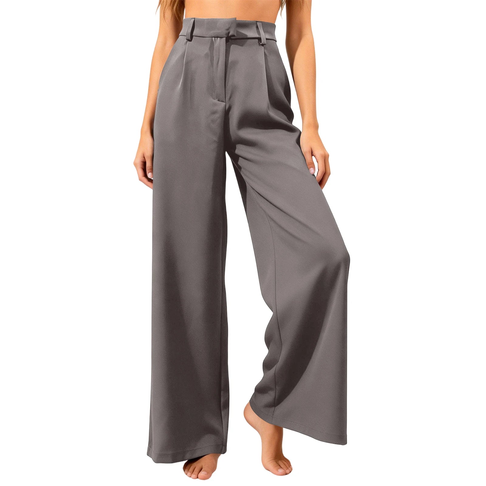 Women's Loose Leisure Trousers Casual Commute High-Waisted Straight Leg Suit Trousers Elegant Suit Pants, Pantalones