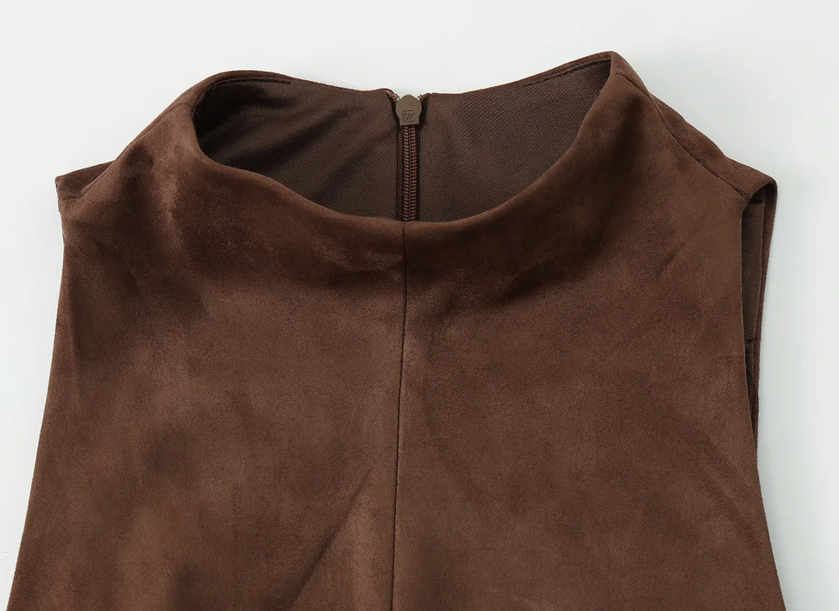 Women Top 2025 New Fashion Suede Short Tops For Women Office Commute Elegant Chic Vest Personality Casual Slim Waistcoat Top