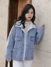 Outerwear Wool Inside Plain Warm Blue Denim