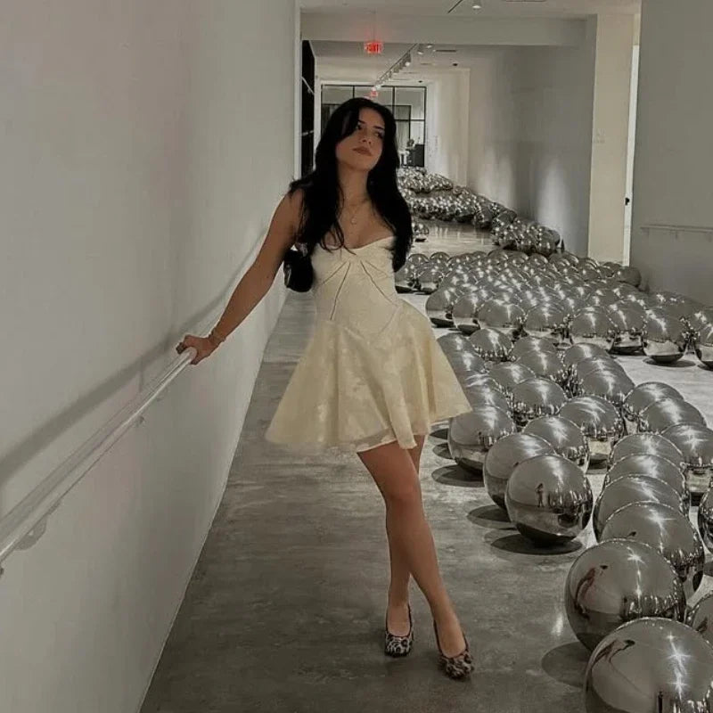 Summer Dresses for Women Fashion Casual  A Line Dress Lace Up Elegant Graduation Birthday Dress