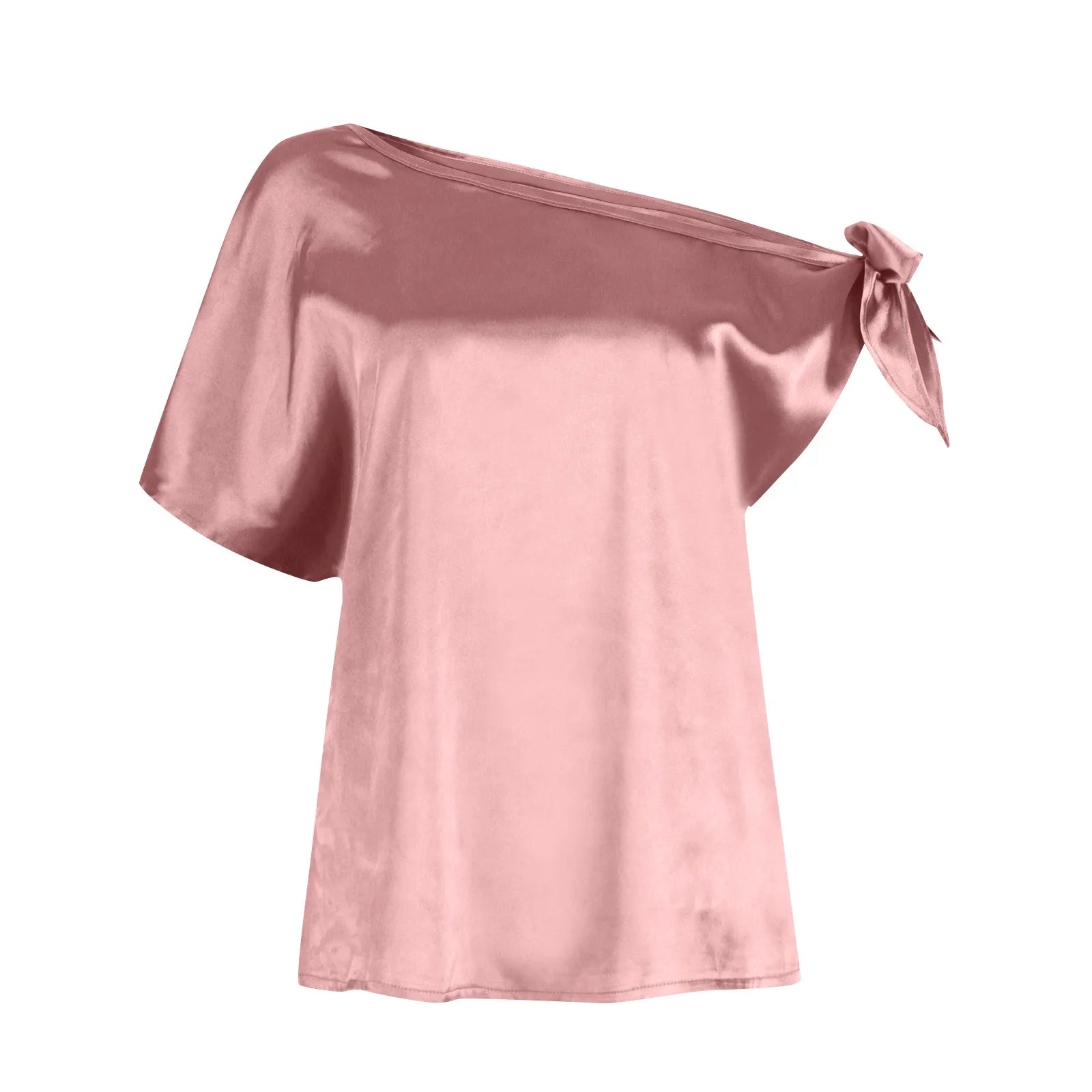 Womens Tops 2024 Pullover Fashionable And Sexy Women'S Solid Color Satin Pullover One-Shoulder Sleeveless Top топ летний