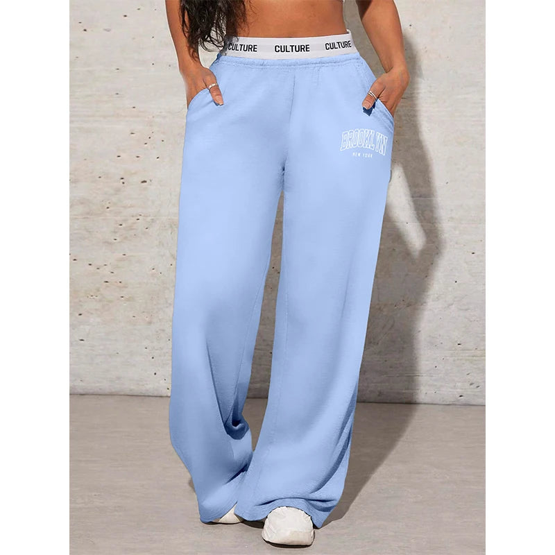 Women's Trousers Letter Printed Casual Loose Women's Wide Leg Pants Sweatpants Fashion Women's Drag Pants