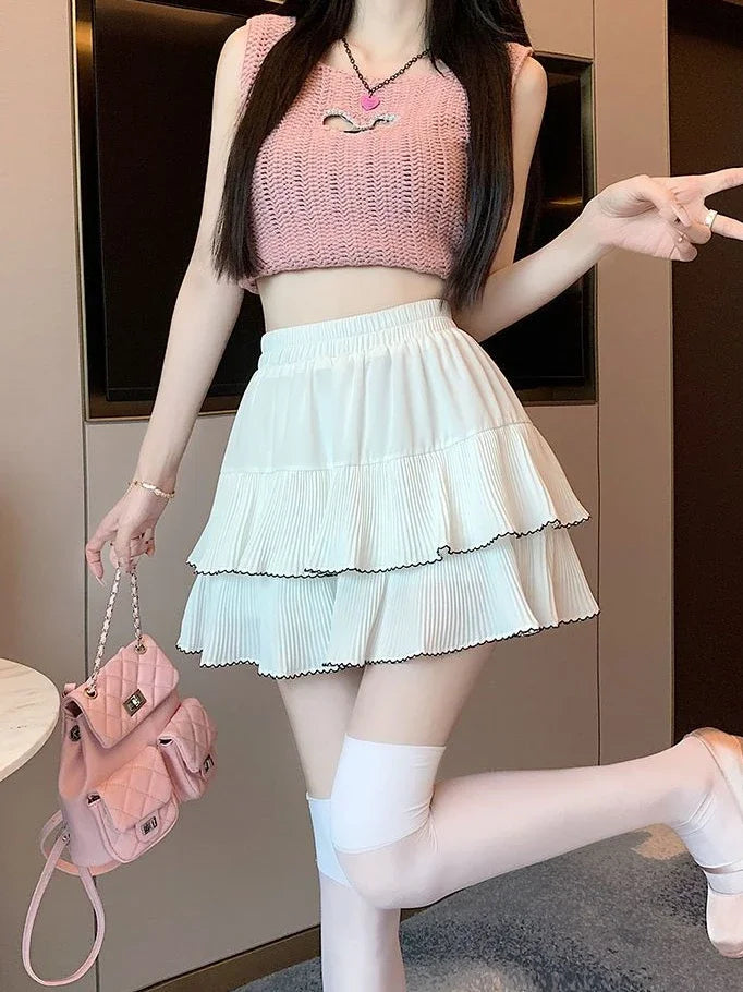 Woman Skirt New In Kawaii Ruffle Cute Skirts For Women Clothing Sales Chic And Elegant Offer High Quality Luxury V Modest Cheap