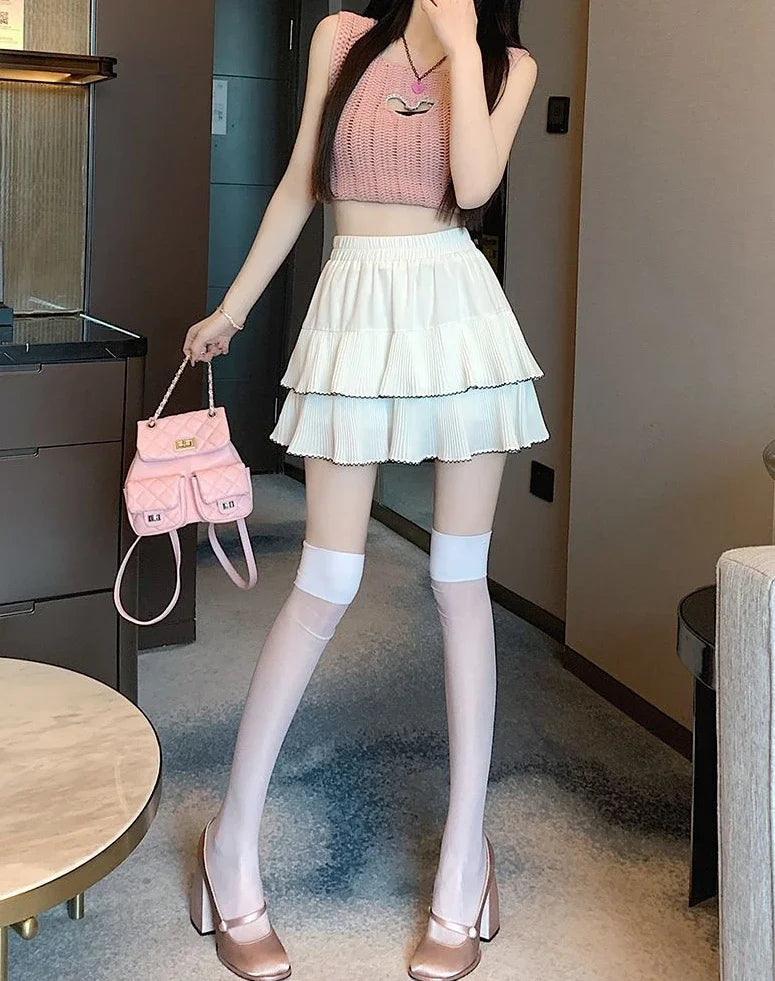 Woman Skirt New In Kawaii Ruffle Cute Skirts For Women Clothing Sales Chic And Elegant Offer High Quality Luxury V Modest Cheap