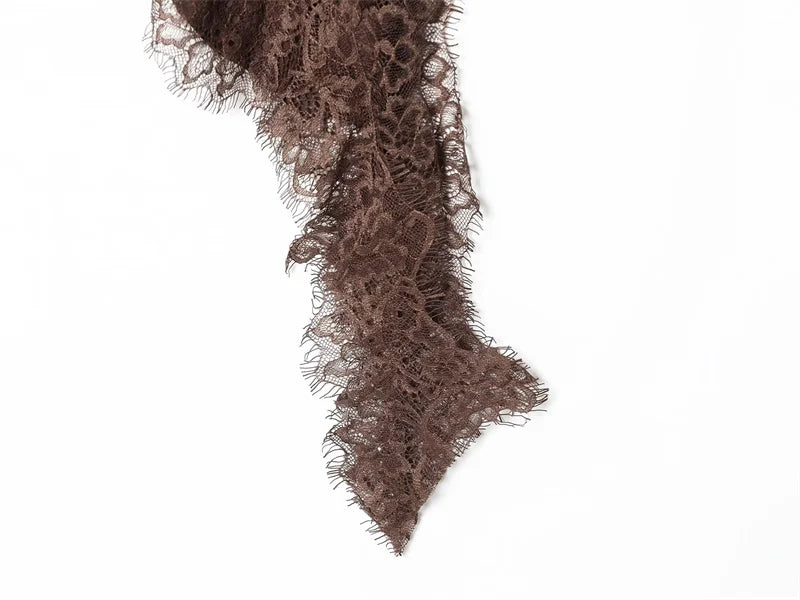 Women’s Skirt 2025 Autumn New Arrival Solid Color Satin Texture Asymmetric Hem Lace Trim Skirt Elegant and Fashionable