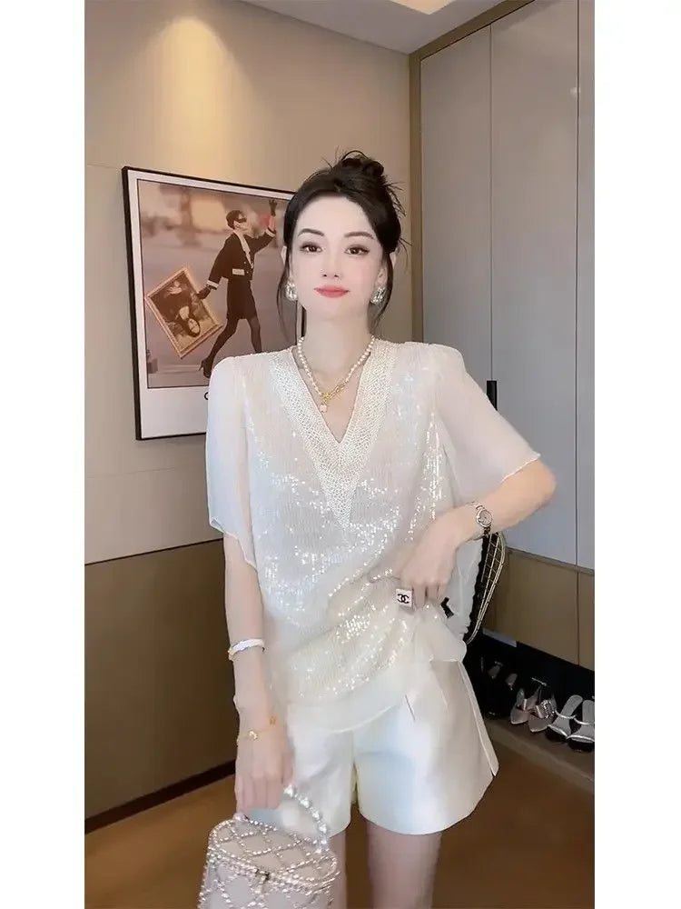 French Chiffon Shirt 2025 Summer New Style Women Top