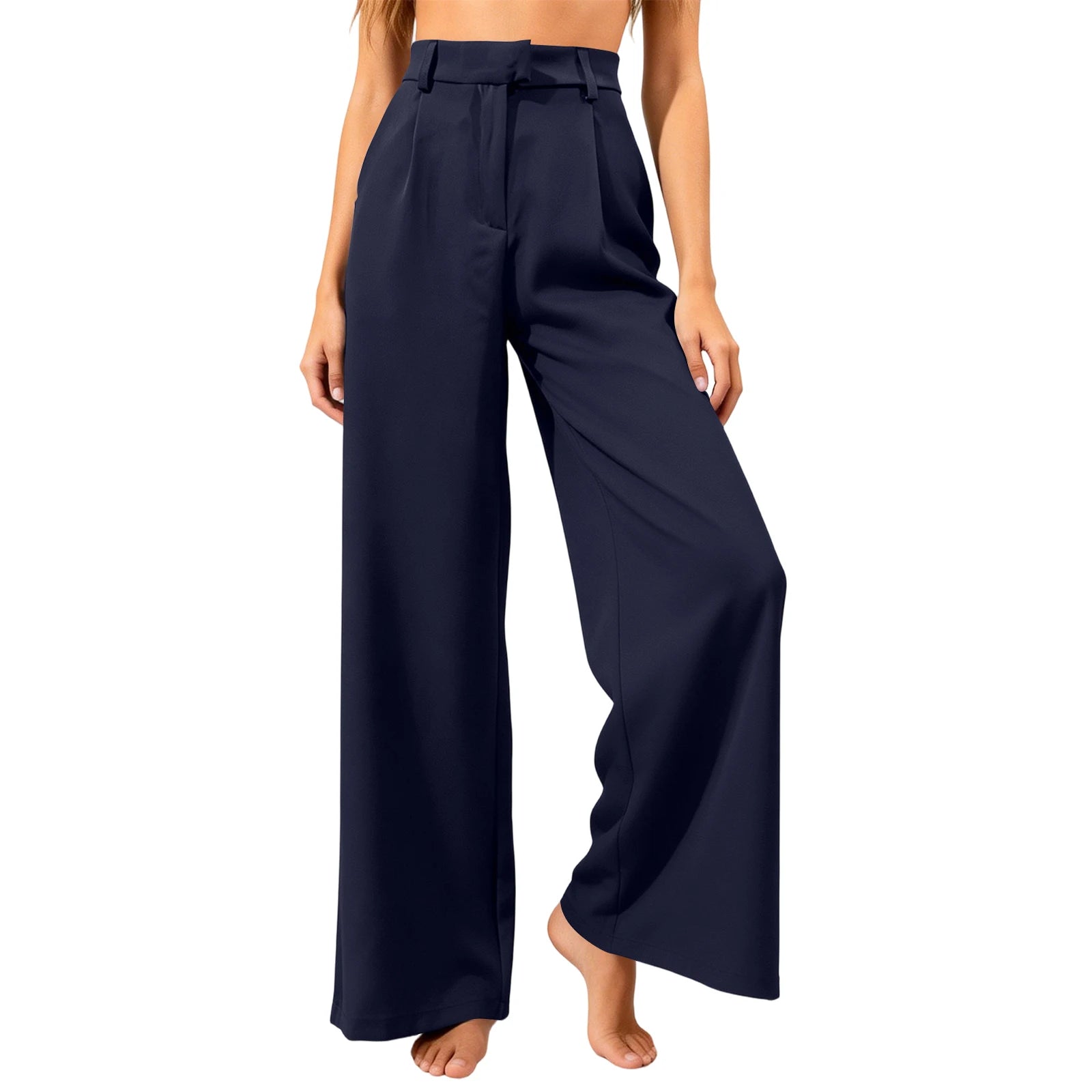 Women's Loose Leisure Trousers Casual Commute High-Waisted Straight Leg Suit Trousers Elegant Suit Pants, Pantalones
