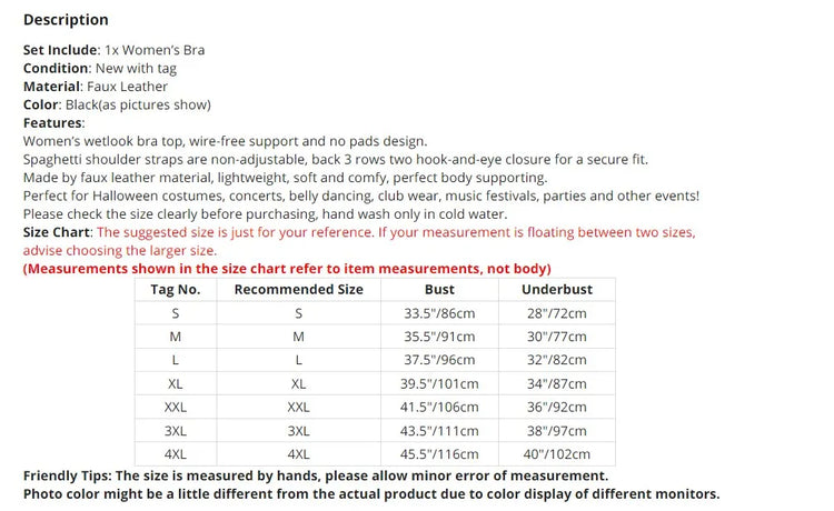 Leather Brassiere Lingerie for women and ladies