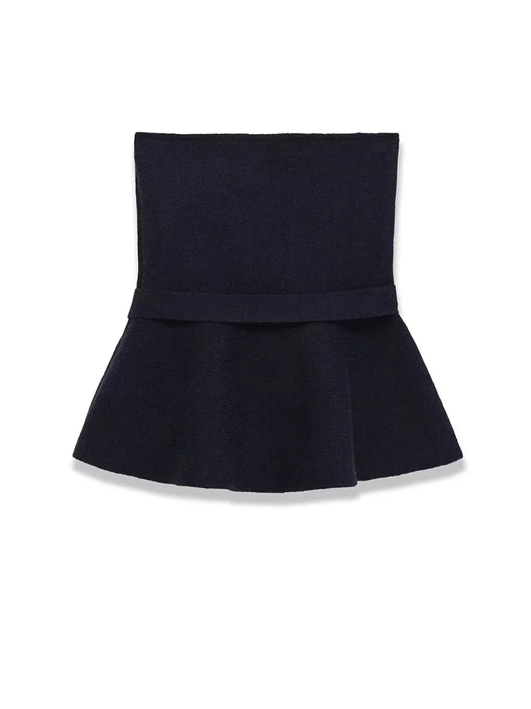 HH Women New Fashion Short Skirt Style Hem Knitted Bow Top Female Summer Sexy Sleeveless Backless Casual Solid Slim Tops Mujer