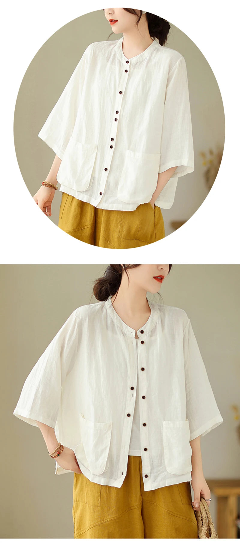 Woman Top Single-Breasted Loose Shirts & Blouses for Women Pocket Cheap Tops Female