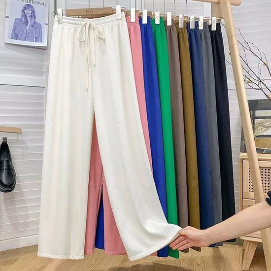 Women Trousers Pants with A High Waisted Slim Fit And Floor Length Pleated Straight Pants for Ladies Wide Leg Pants