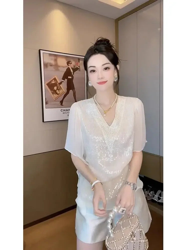 French Chiffon Shirt 2025 Summer New Style Women Top