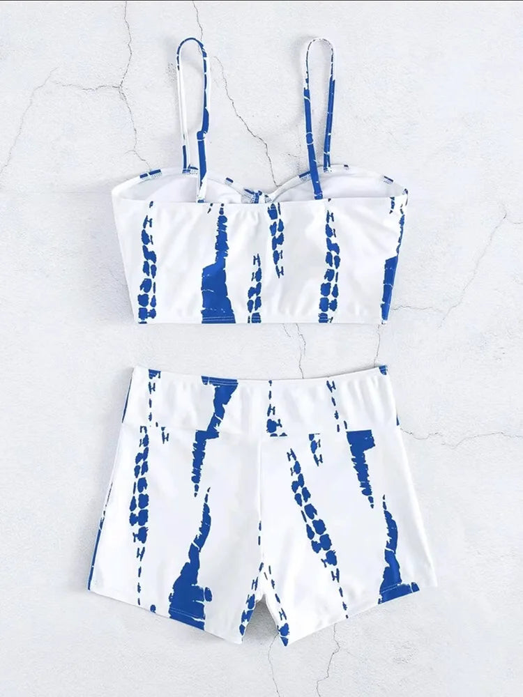 Women's Swimsuit Two-Piece Bikini Set 2024 Swimwear Woman Sexy Beach Wear Drawstring High Waist Bath Suits Swim Trunks Monokini