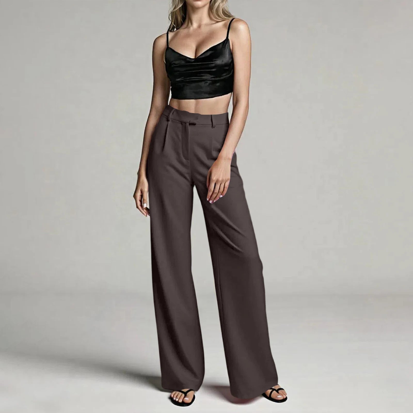 Women's Loose Leisure Trousers Casual Commute High-Waisted Straight Leg Suit Trousers Elegant Suit Pants, Pantalones