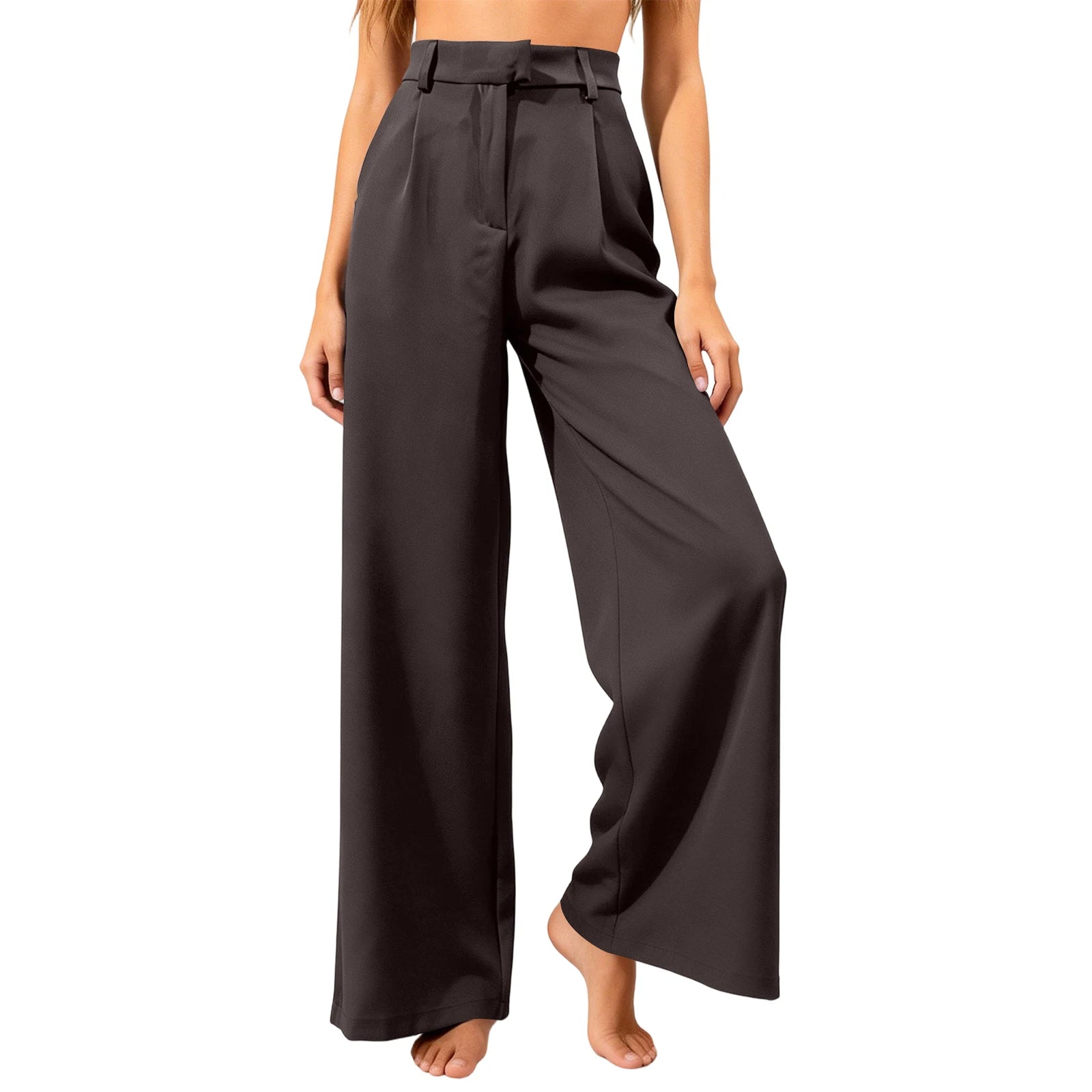 Women's Loose Leisure Trousers Casual Commute High-Waisted Straight Leg Suit Trousers Elegant Suit Pants, Pantalones