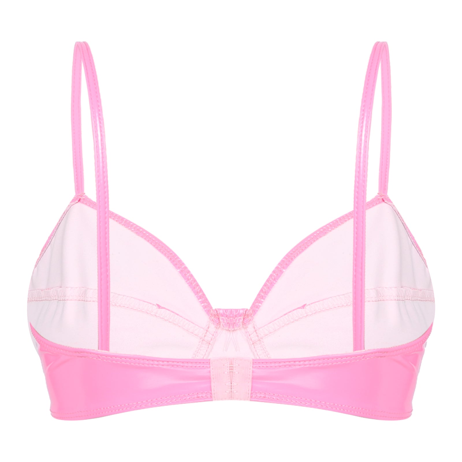 Womens Wet Look Faux Leather Brassiere Lingerie Underwear No Pad Wire-free Bralette Fashion Bra Tops Music Festivals Clubwear