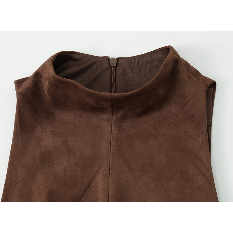 Women Top 2025 New Fashion Suede Short Tops For Women Office Commute Elegant Chic Vest Personality Casual Slim Waistcoat Top